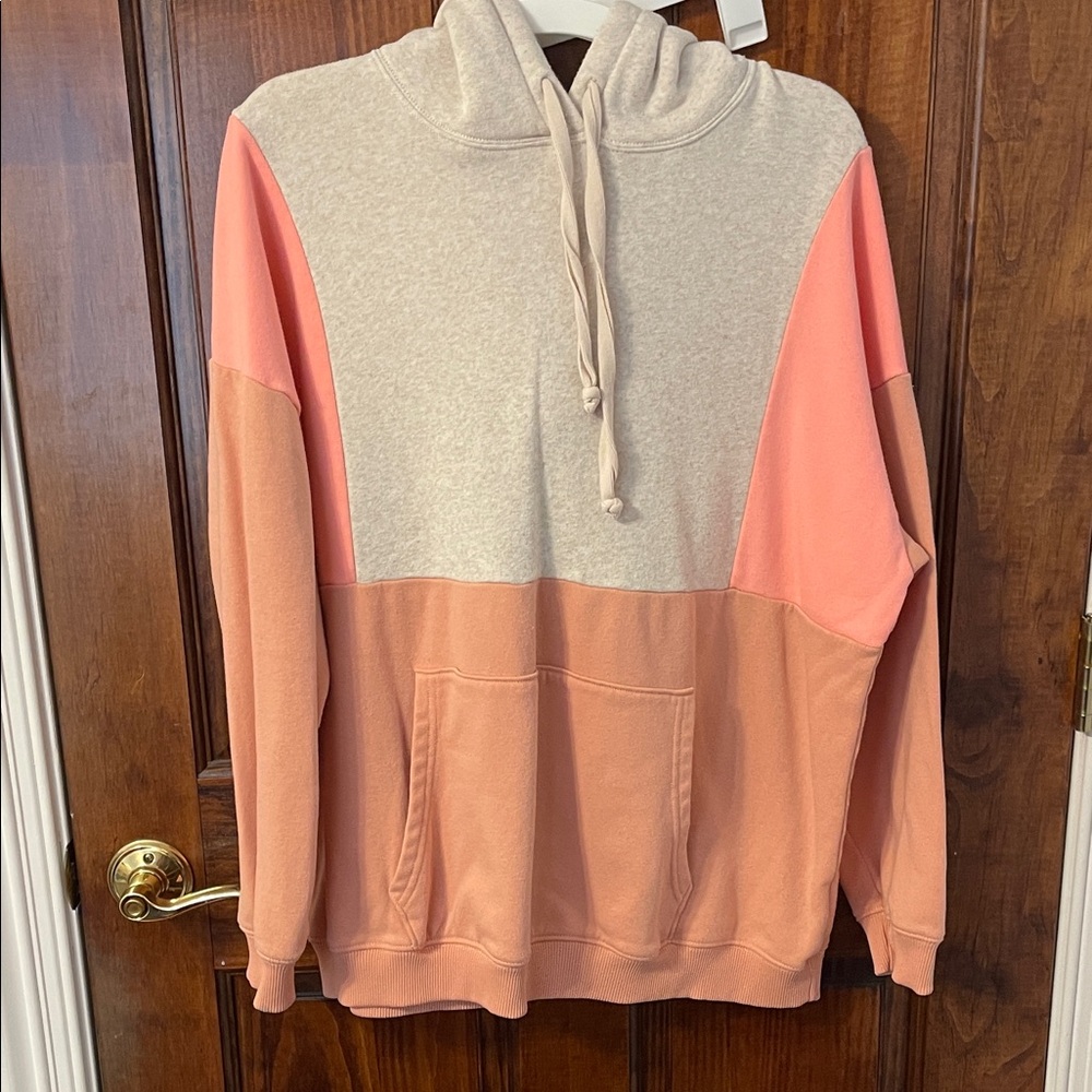 American Eagle Outfitters Pink and Cream colorblock Hoodie